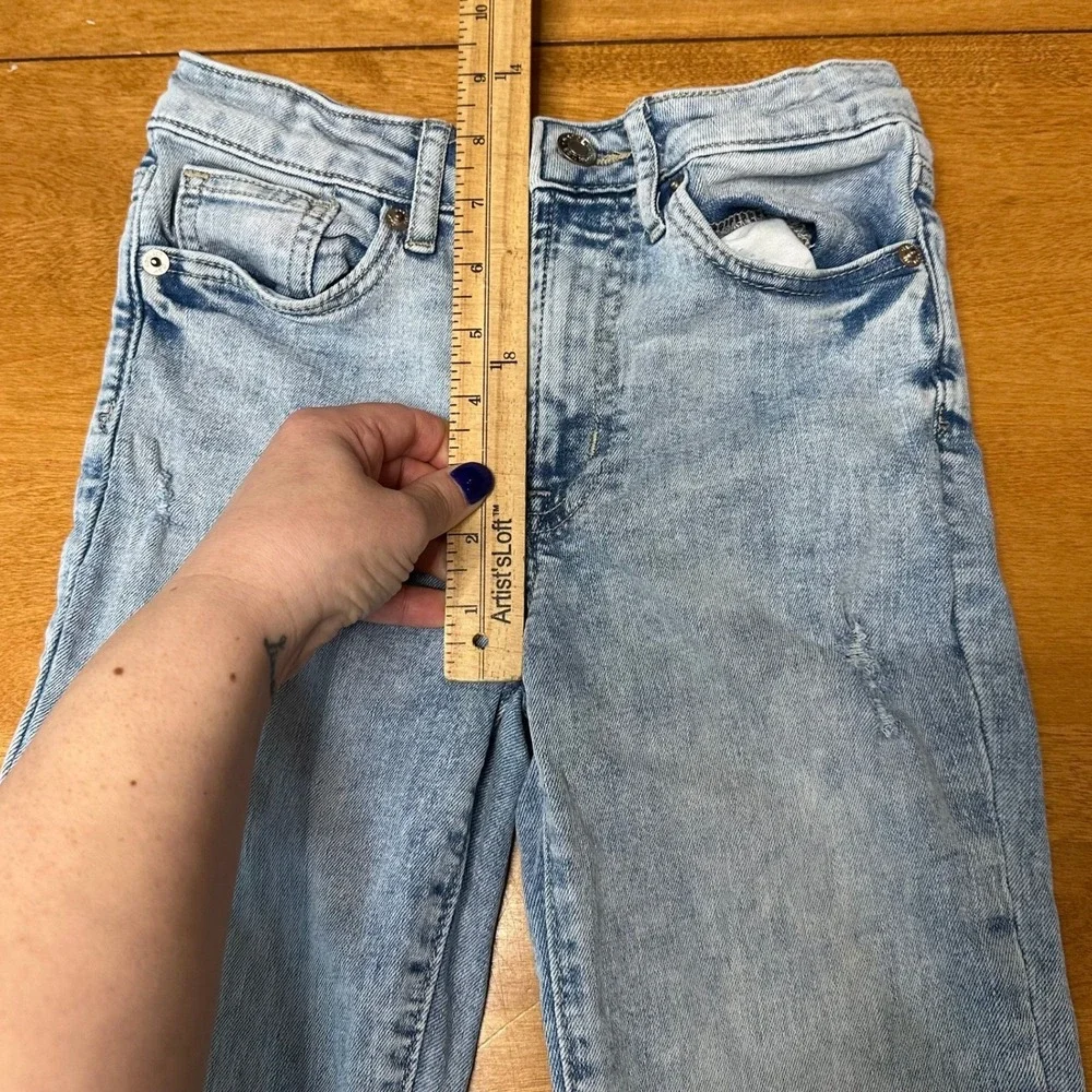 Gap Kids Girls Sz 10‎ Light Wash 70s Flare Jeans Distressed Adjustable Waist